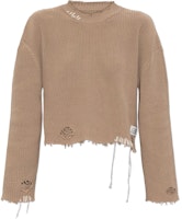 (Women) MM6 Maison Margiela Beige Distressed Knit Long Sleeve Sweater. S52HL0036M13089-119 (Women) MM6 Maison Margiela Beige Distressed Knit Long Sleeve Sweater. S52HL0036M13089-119