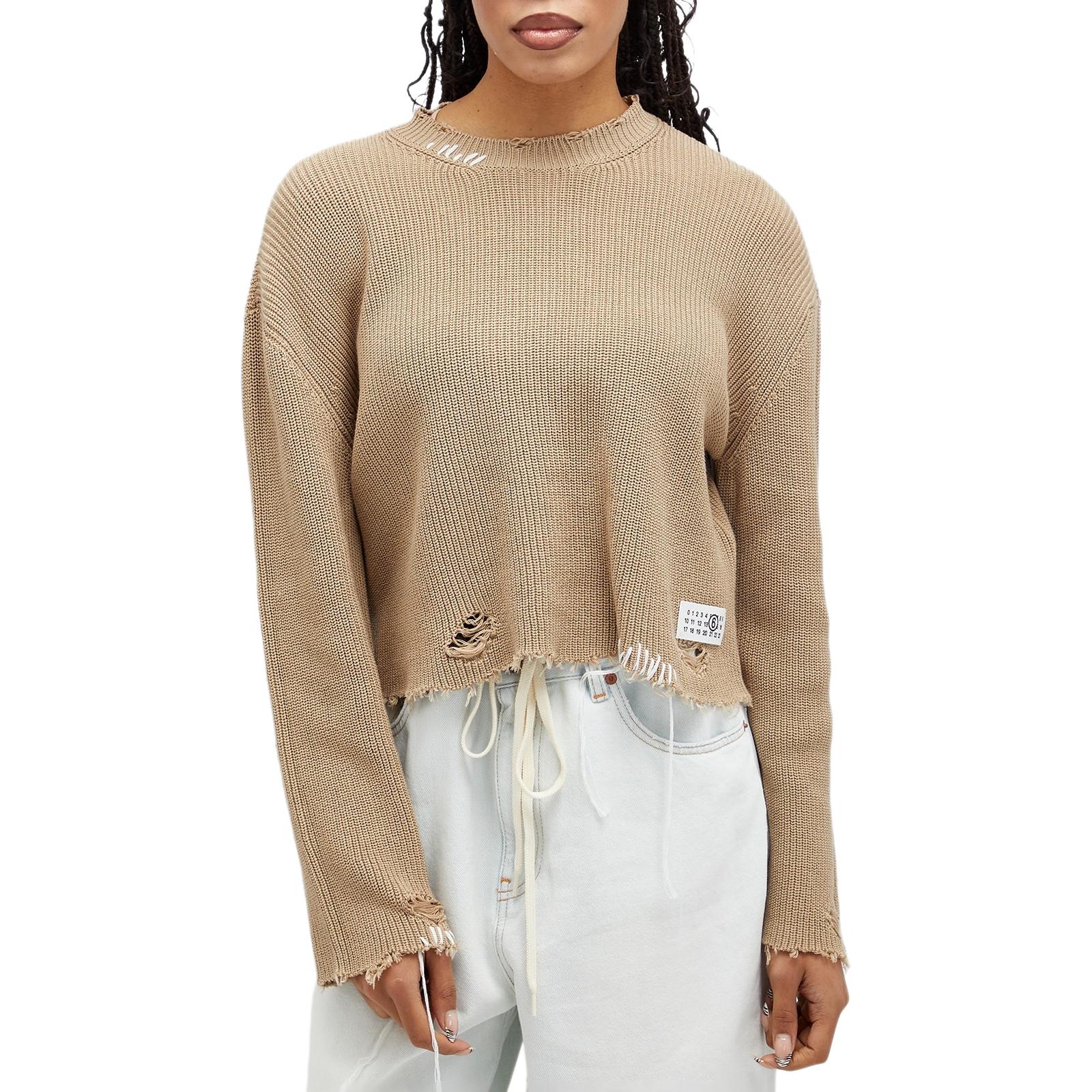 Shop (W) MM6 Maison Margiela 米色破洞針織長袖毛衣 S52HL0036M13089-119