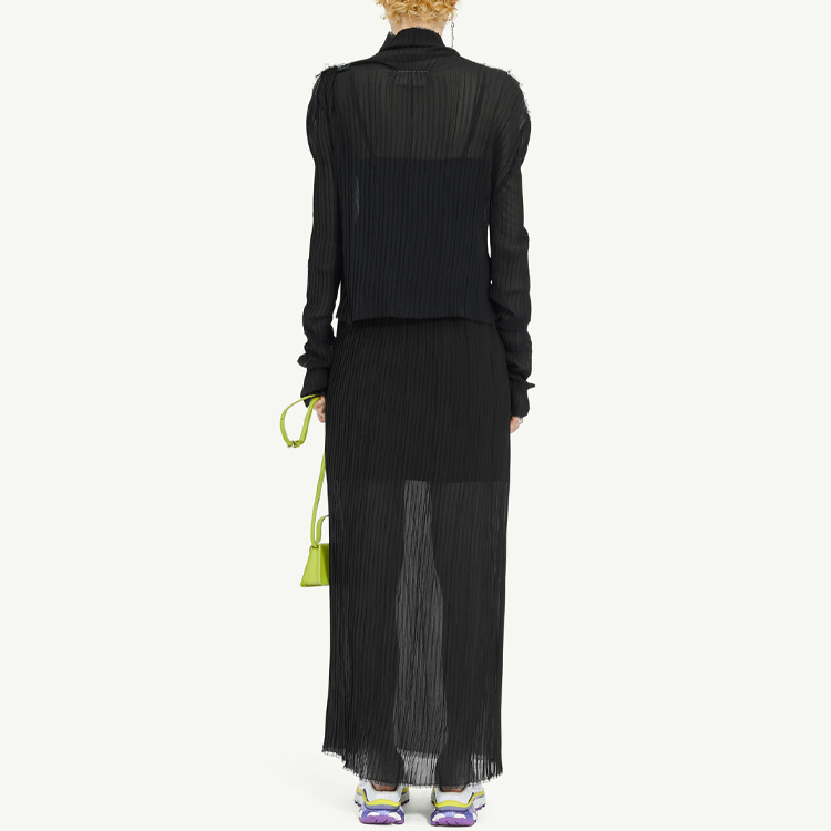 (Women) MM6 Maison Margiela  Black High-Neck Ruched Long-Sleeve Top. S52NH0012S78565900 圖 4