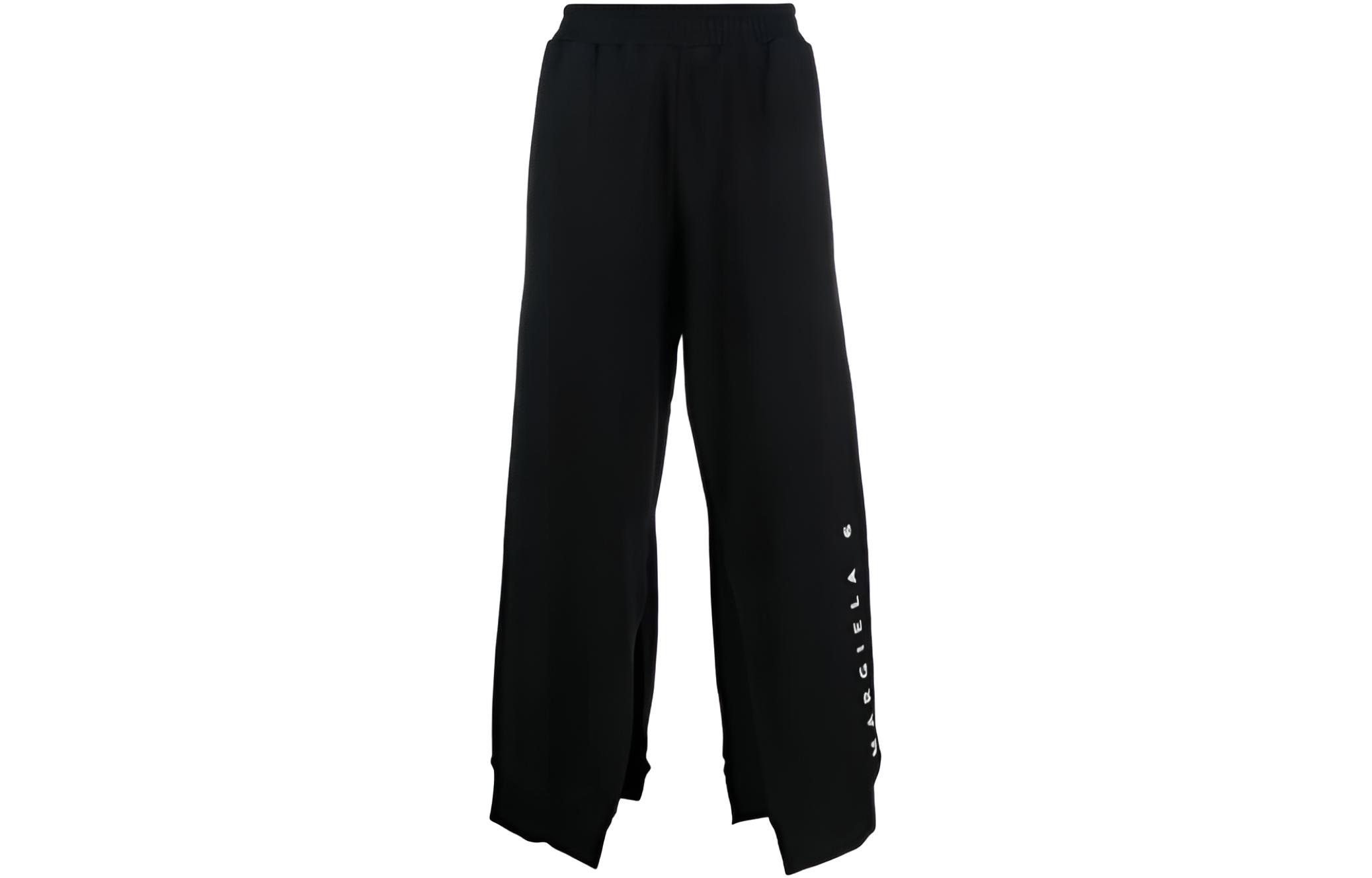 (Women) MM6 Maison Margiela  Black Logo Knit Track Pants with Side Slits. S52KA0397S25537-900