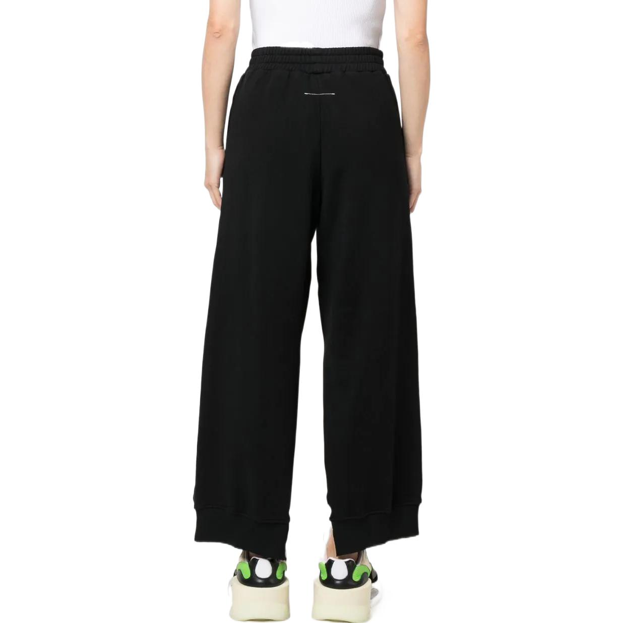 Shop (W) MM6 Maison Margiela 黑色側開衩標誌針織運動長褲 S52KA0397S25537-900