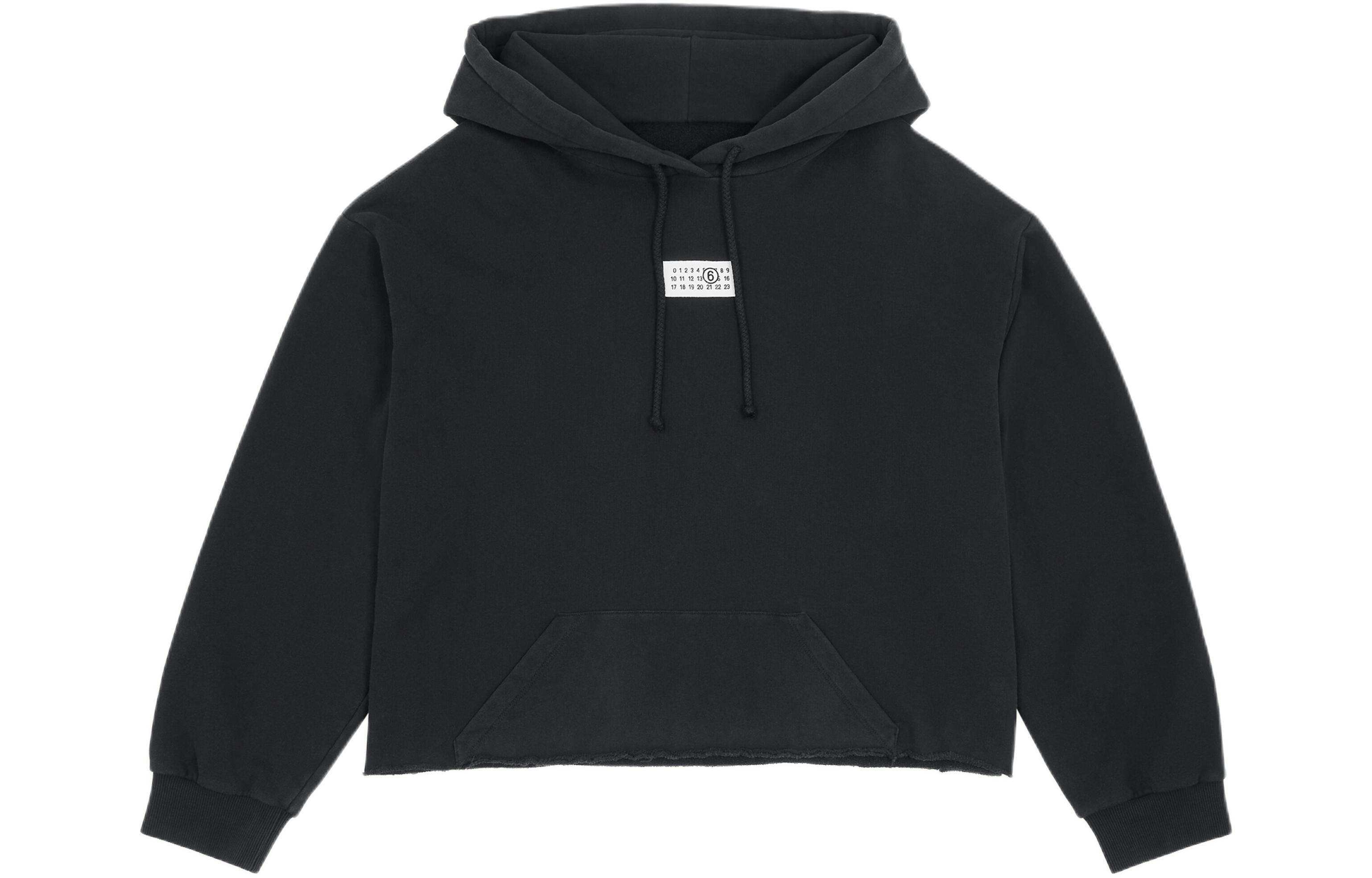 (Women) MM6 Maison Margiela  Black Logo Oversized Hoodie with Asymmetric Hem. S52GU0220S25537900