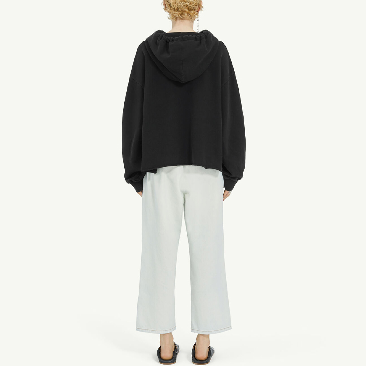 Shop (W) MM6 Maison Margiela 黑色不對稱下擺大Logo寬鬆連帽衫 S52GU0220S25537900