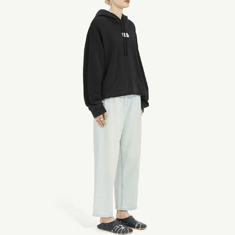 Purchase (W) MM6 Maison Margiela 黑色不對稱下擺大Logo寬鬆連帽衫 S52GU0220S25537900