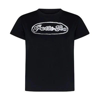 (Women) MM6 Maison Margiela Black Logo Print Crewneck T-Shirt SS23. S52GC0301S24312-900