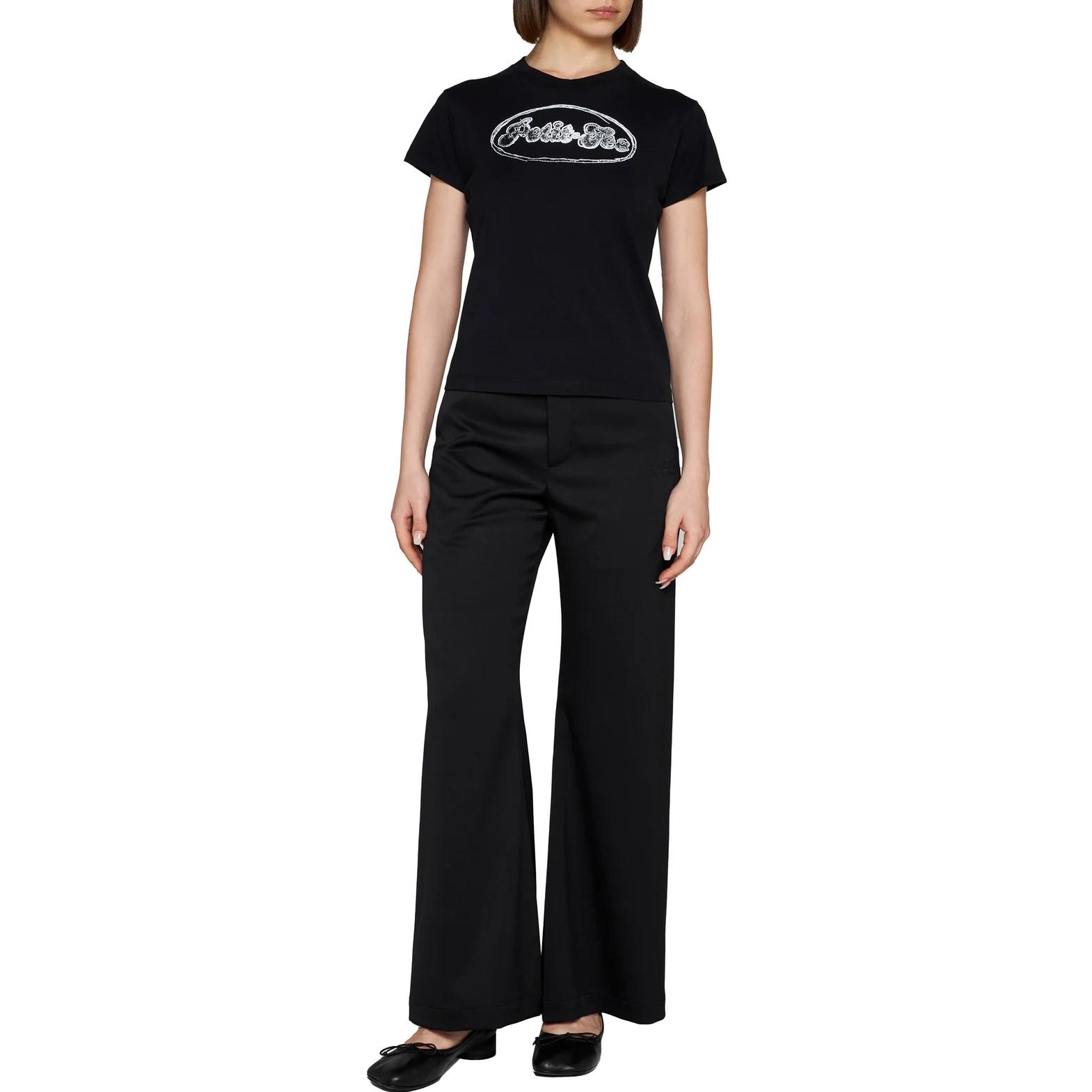 Lookbook (Women) MM6 Maison Margiela  Black Logo Print Crewneck T-Shirt SS23. S52GC0301S24312-900