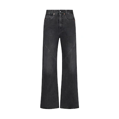 (Women) MM6 Maison Margiela Black Loose Fit Straight-Leg Zip Denim Jeans S62LB0160M30009M859