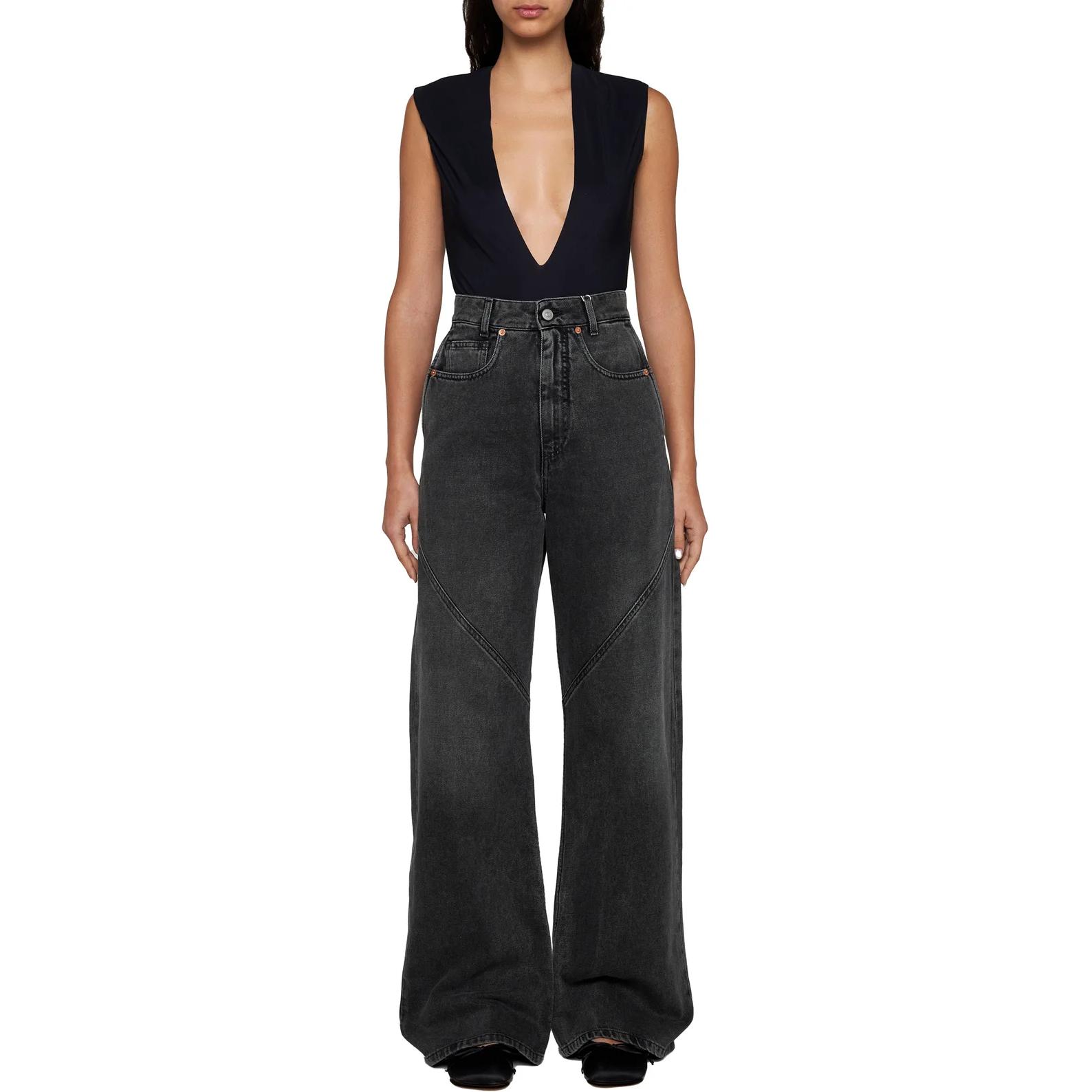 (Women) MM6 Maison Margiela  Black Loose Fit Straight-Leg Zip Denim Jeans S62LB0160M30009M859 圖 3