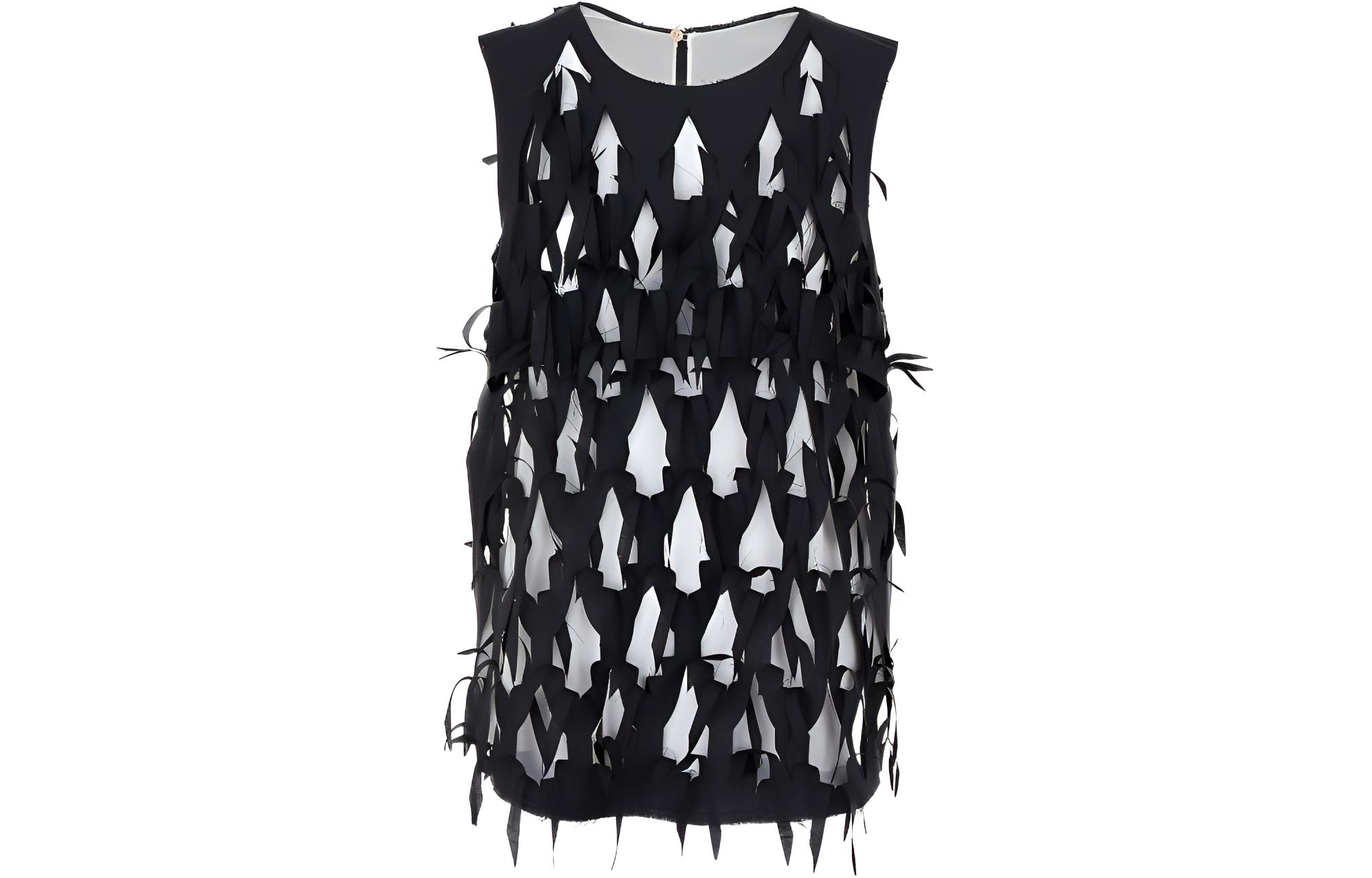 (Women) MM6 Maison Margiela  Black Sleeveless Vest with Distressed Detailing. S51NC0617S35921900