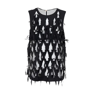(Women) MM6 Maison Margiela Black Sleeveless Vest with Distressed Detailing. S51NC0617S35921900