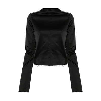 (Women) MM6 Maison Margiela Black Solid High Neck Long Sleeve T-Shirt S52NH0016M35143