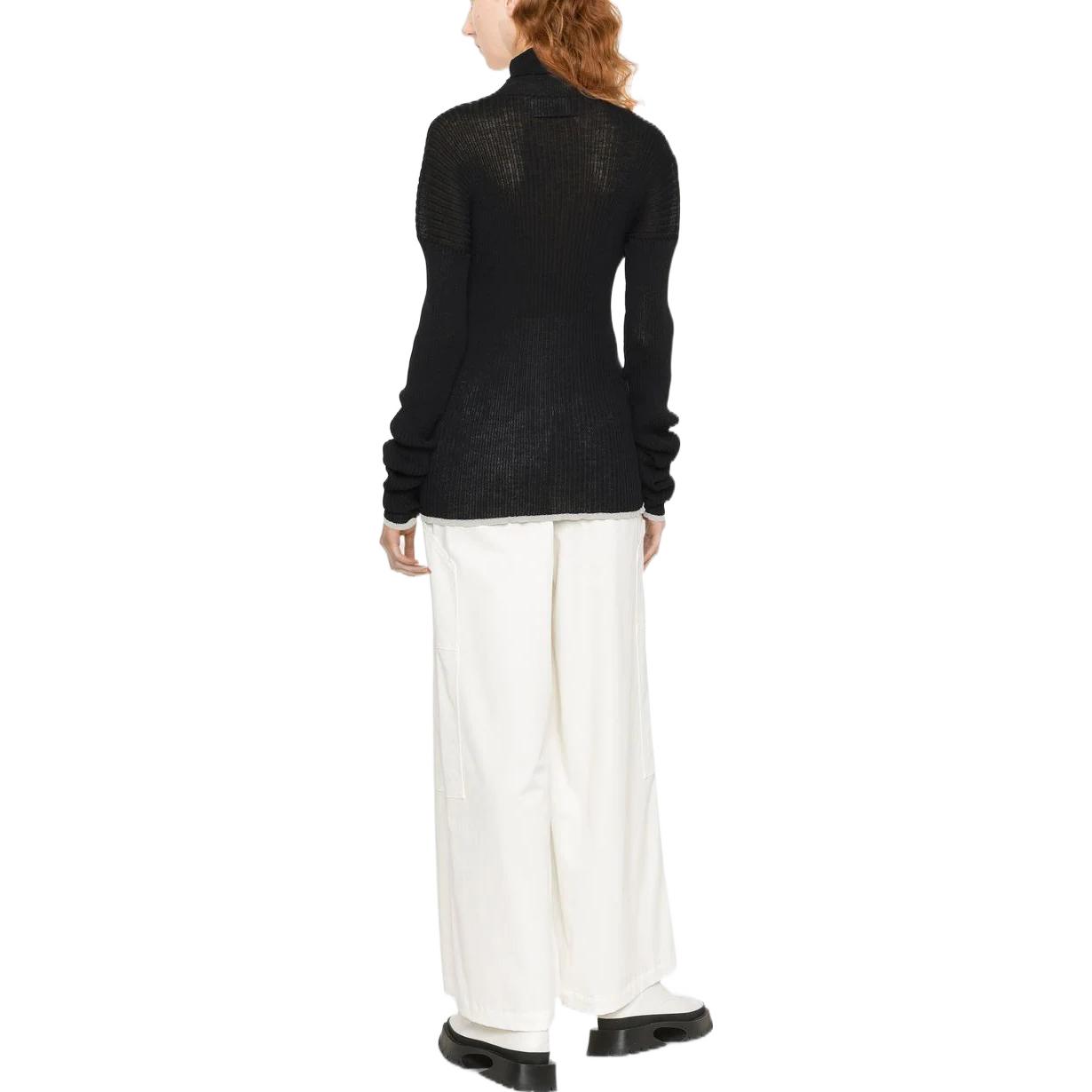 Shop (W) MM6 Maison Margiela 黑色高領修身羊毛毛衣 SS22 S52HA0255S18060001F