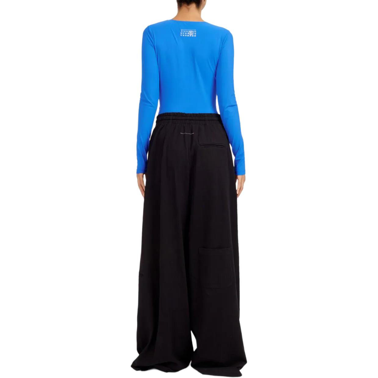 Purchase (Women) MM6 Maison Margiela  Black Wide-Leg Elastic Waist Pants SS24 S62KB0198S23962-Black