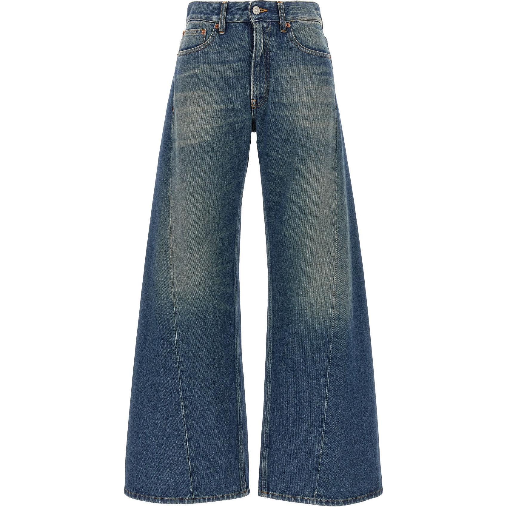 (Women) MM6 Maison Margiela  Blue Flare Loose Fit Denim Jeans with Zip Pockets S52LA0238S30589-980