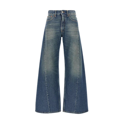 (Women) MM6 Maison Margiela Blue Flare Loose Fit Denim Jeans with Zip Pockets S52LA0238S30589-980