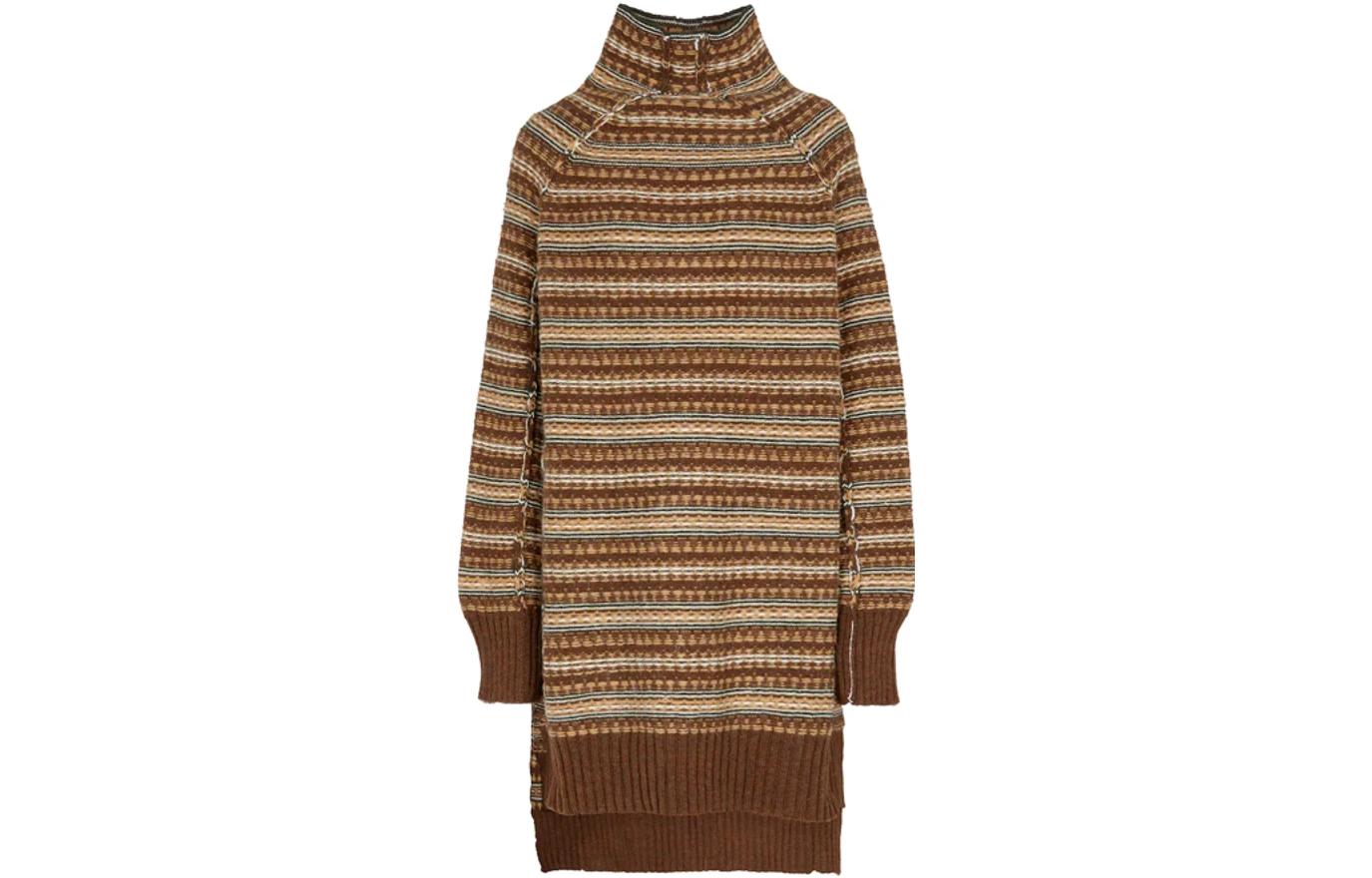 (Women) MM6 Maison Margiela  Brown Striped Turtleneck Midi Sweater S62GP0046S17854-001