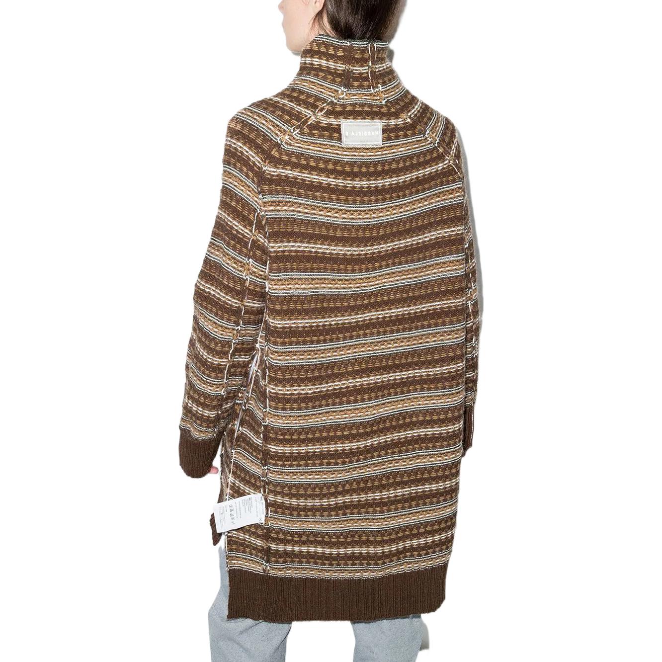 Shop (W) MM6 Maison Margiela 棕色條紋高領中長款毛衣 S62GP0046S17854-001