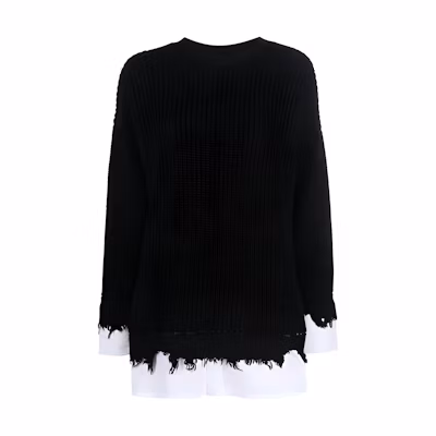 (Women) MM6 Maison Margiela Colorblock Crewneck Sweater - Black S62HL0019S18382-900