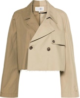 (Women) MM6 Maison Margiela Colorblock Cropped Fringe Jacket Beige/Taupe S62AN0126MTN008-BEIGE TAUPE (Women) MM6 Maison Margiela Colorblock Cropped Fringe Jacket Beige/Taupe S62AN0126MTN008-BEIGE TAUPE