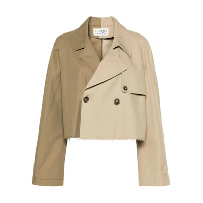 (Women) MM6 Maison Margiela Colorblock Cropped Fringe Jacket Beige/Taupe S62AN0126MTN008-BEIGE TAUPE