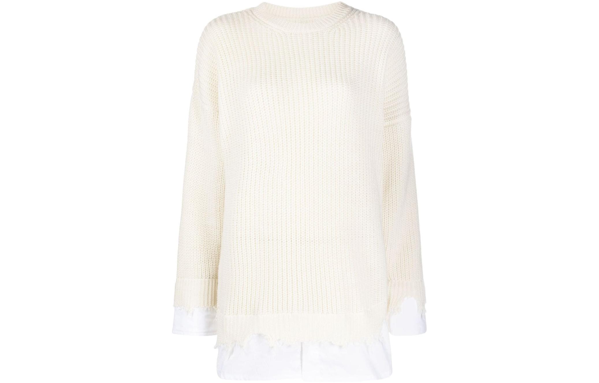 Order (W) MM6 Maison Margiela 對比拼接針織毛衣 米白色 S62HL0019S18382-101