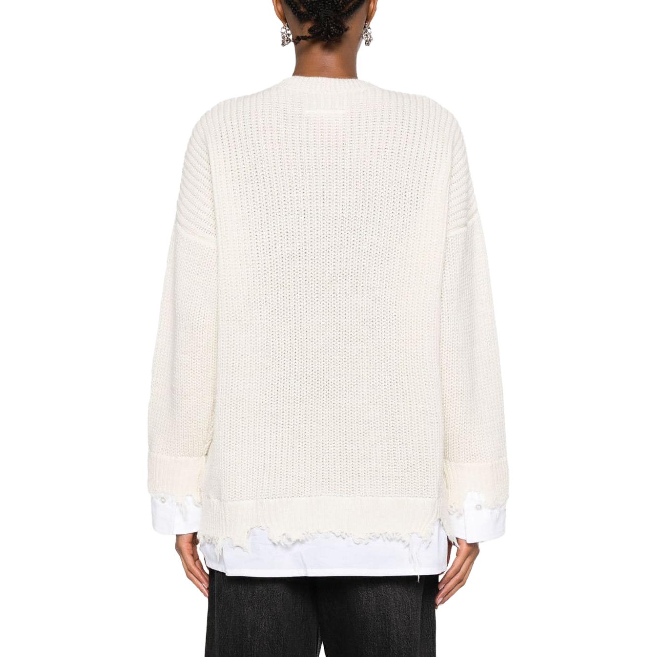 Shop (W) MM6 Maison Margiela 對比拼接針織毛衣 米白色 S62HL0019S18382-101