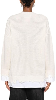 (W) MM6 Maison Margiela 對比拼接針織毛衣 米白色 S62HL0019S18382-101 Shop (W) MM6 Maison Margiela 對比拼接針織毛衣 米白色 S62HL0019S18382-101