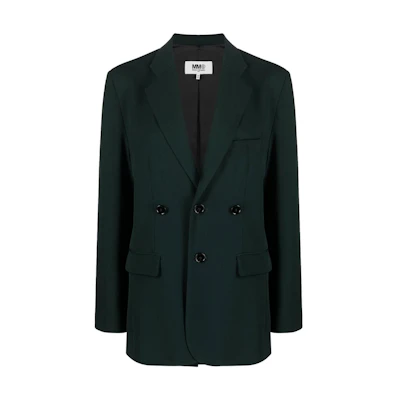(Women) MM6 Maison Margiela Forest Green Single-Breasted Blazer. S52BN0112S76435-650