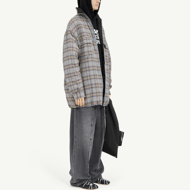 Purchase (W) MM6 Maison Margiela 灰色格紋高領寬鬆棉質外套 S52AM0292S78535001F