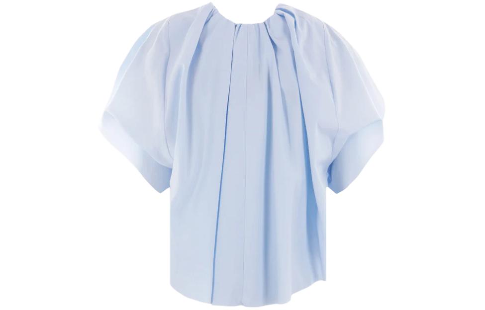 Lookbook (Women) MM6 Maison Margiela  Light Blue Pleated Short Sleeve T-Shirt. S52NF0007S78549-479