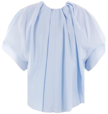 (Women) MM6 Maison Margiela Light Blue Pleated Short Sleeve T-Shirt. S52NF0007S78549-479 Lookbook (Women) MM6 Maison Margiela Light Blue Pleated Short Sleeve T-Shirt. S52NF0007S78549-479