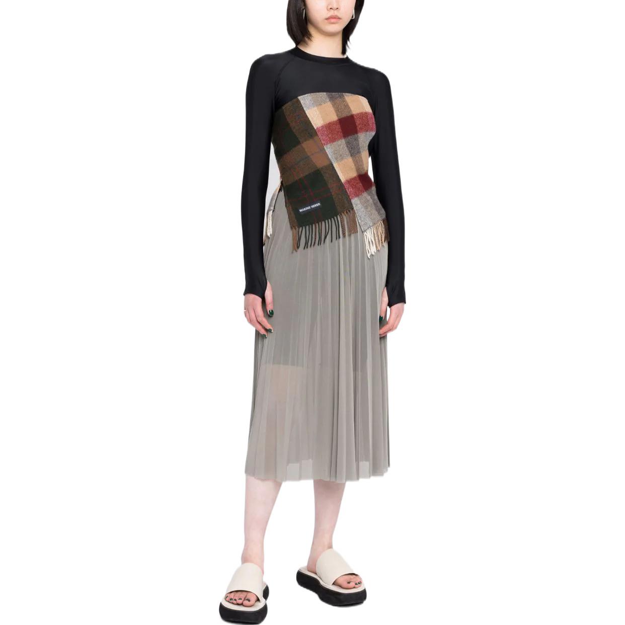 Lookbook (Women) MM6 Maison Margiela  Minimalist Solid Translucent Pleated Maxi Skirt S52MA0150S24284-809
