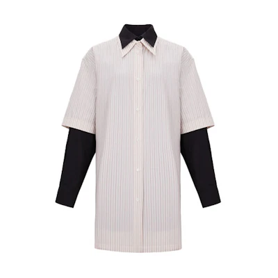 (Women) MM6 Maison Margiela Oversized Layered Long-Sleeve Shirt in Light Purple S52DL0180STZ040962