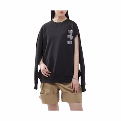 (Women) MM6 Maison Margiela Oversized Letter Print Pullover Sweatshirt - Black S62GU0127S25623-900