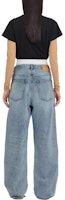 Purchase (Women) MM6 Maison Margiela Patchwork Number Print Layered Hem Jeans Blue. S62LB0149S30589976