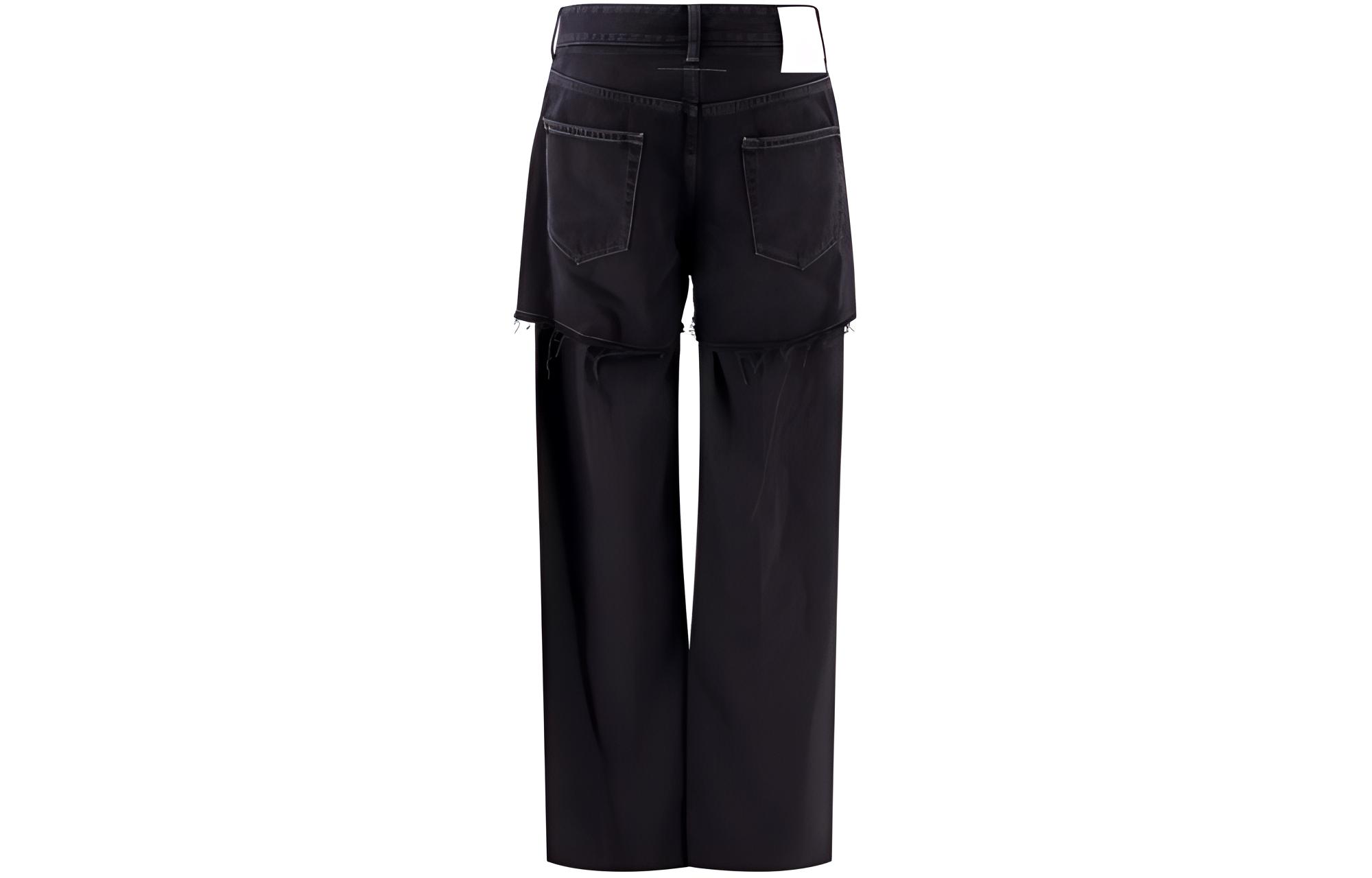 (Women) MM6 Maison Margiela  Slim Fit Straight Black Jeans with Zipper. S52LA0198STZ086-961