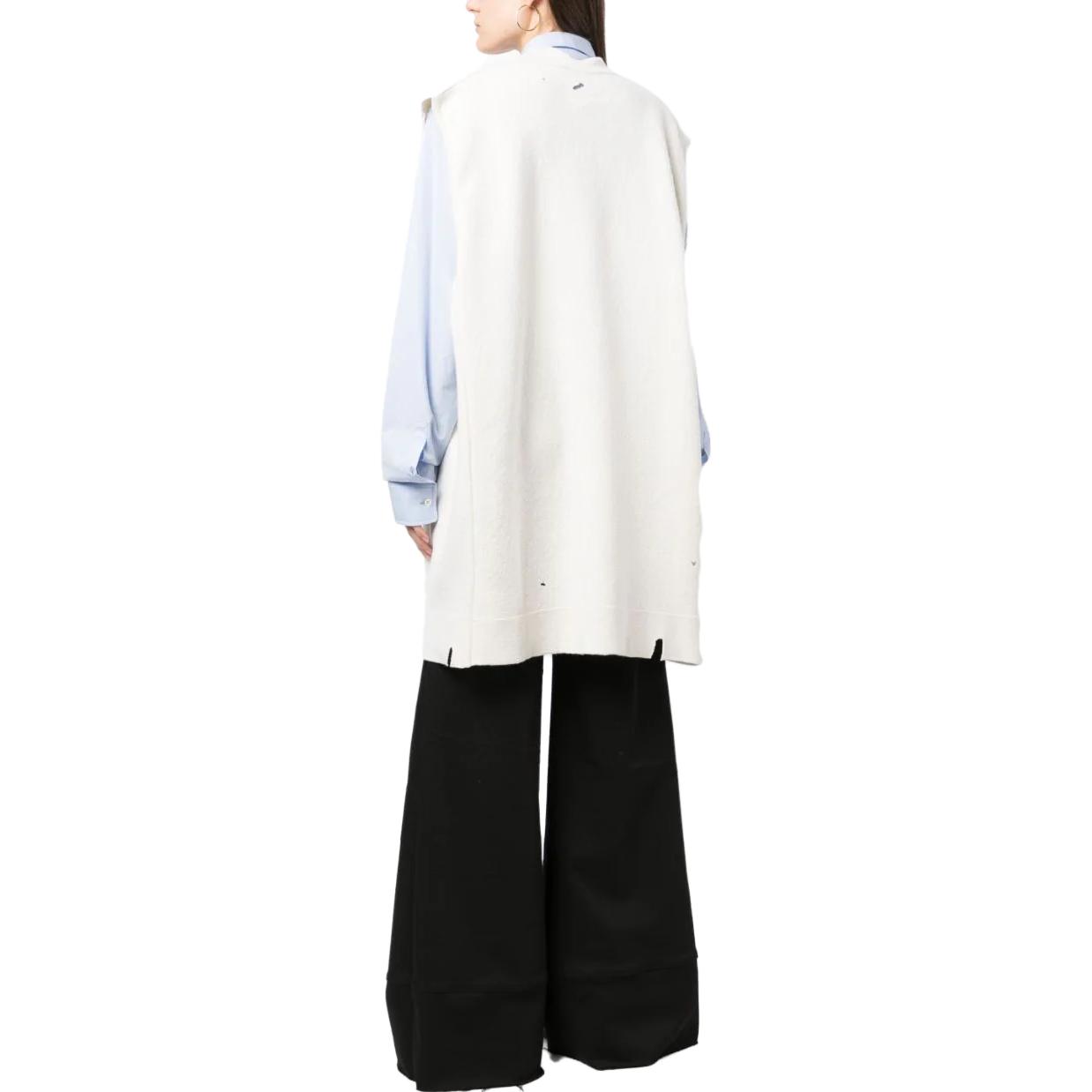 Shop (W) MM6 Maison Margiela Baju Rompi Sweater Tanpa Lengan V-Neck Longgar. S52DD0014S18284101