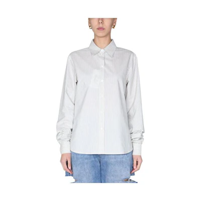 (Women) MM6 Maison Margiela Striped Long Sleeve Shirt Beige. S52DL0175S54453002F