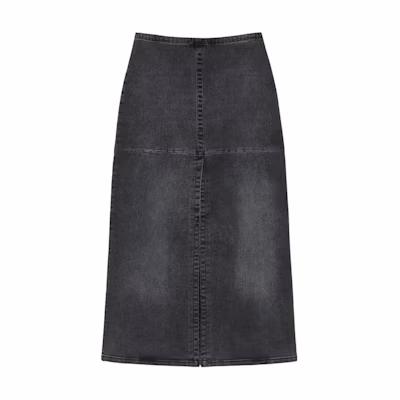 (Women) MM6 Maison Margiela Washed Mid-Rise A-Line Denim Skirt - Dark Grey. S62ME0009M30009-859