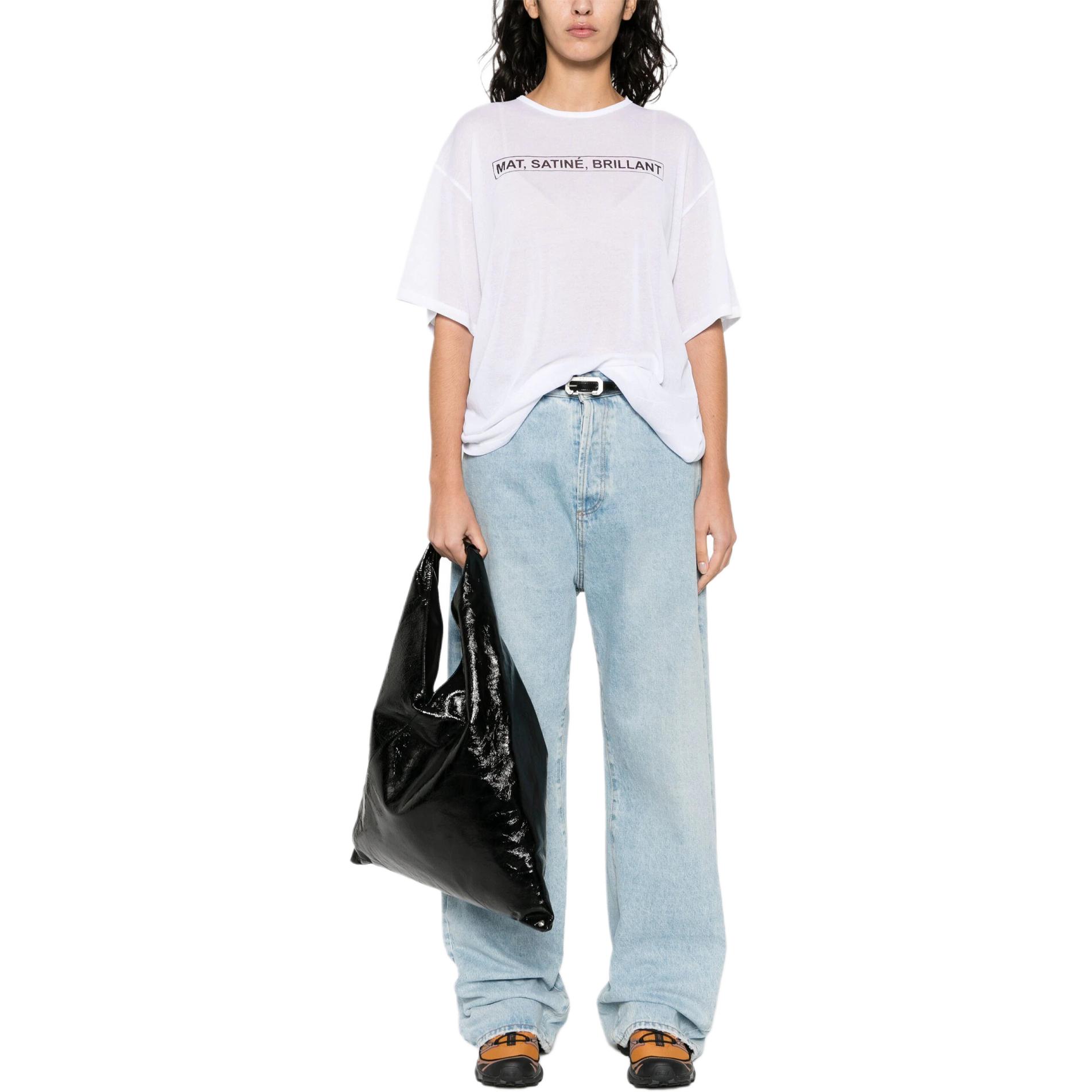 Lookbook (W) MM6 Maison Margiela Kaos Crewneck Putih dengan Print Huruf. S62GD0182M20006100