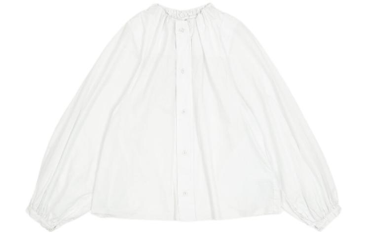 (Women) MM6 Maison Margiela  White Gathered Neck Long Sleeve Shirt. S52DT0026S78549