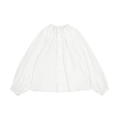 (Women) MM6 Maison Margiela White Gathered Neck Long Sleeve Shirt. S52DT0026S78549
