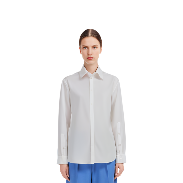 Shop (Women) MM6 Maison Margiela  White Long Sleeve Solid Single-Breasted Shirt S52DL0187S47294