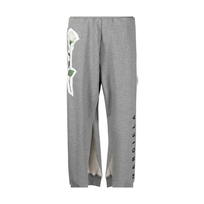 (Women) MM6 Maison Margiela White Rose Print Mid-Rise Elastic Wide-Leg Pants S62KB0110S25337