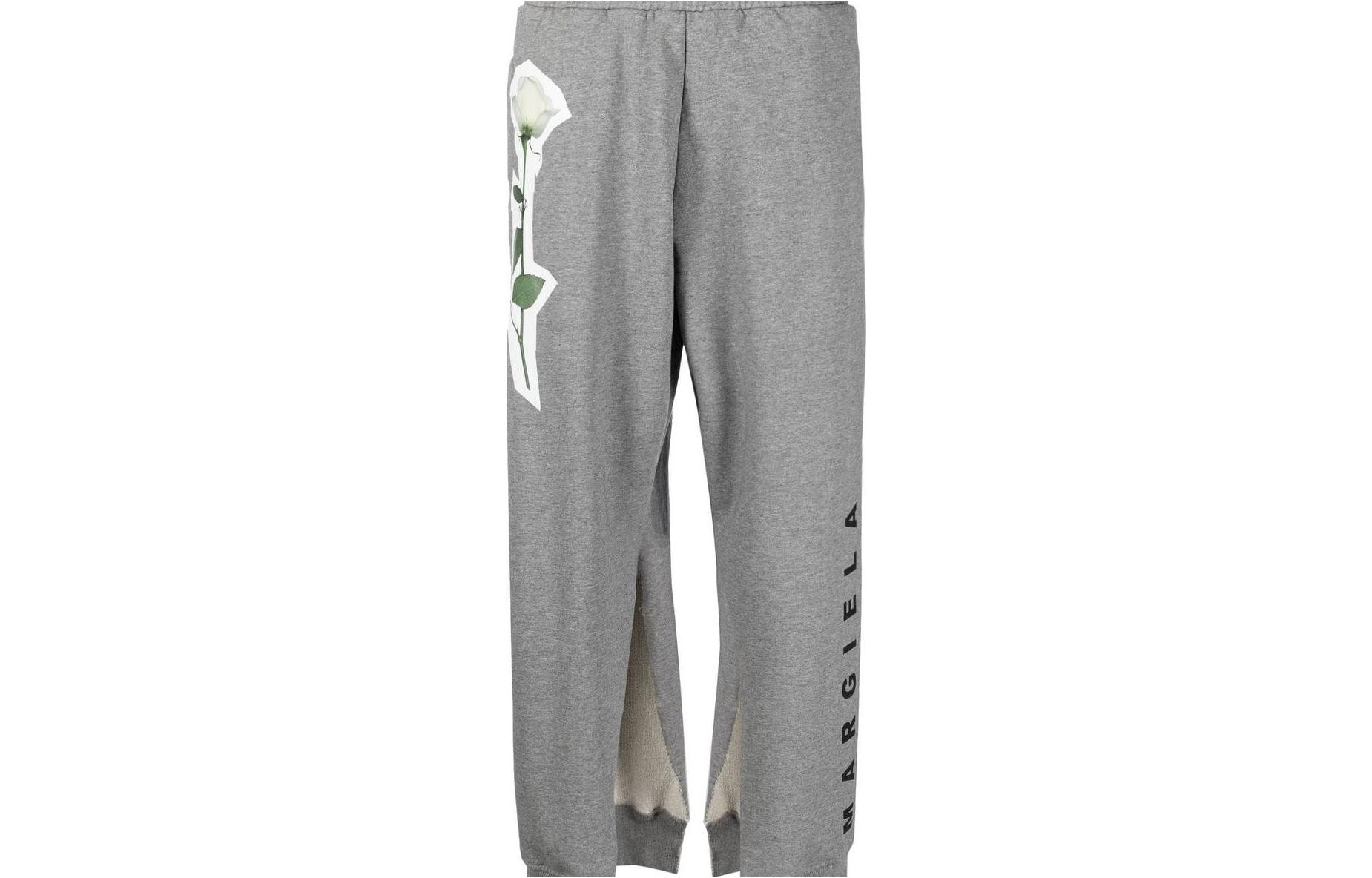 Order (Women) MM6 Maison Margiela  White Rose Print Mid-Rise Elastic Wide-Leg Pants S62KB0110S25337