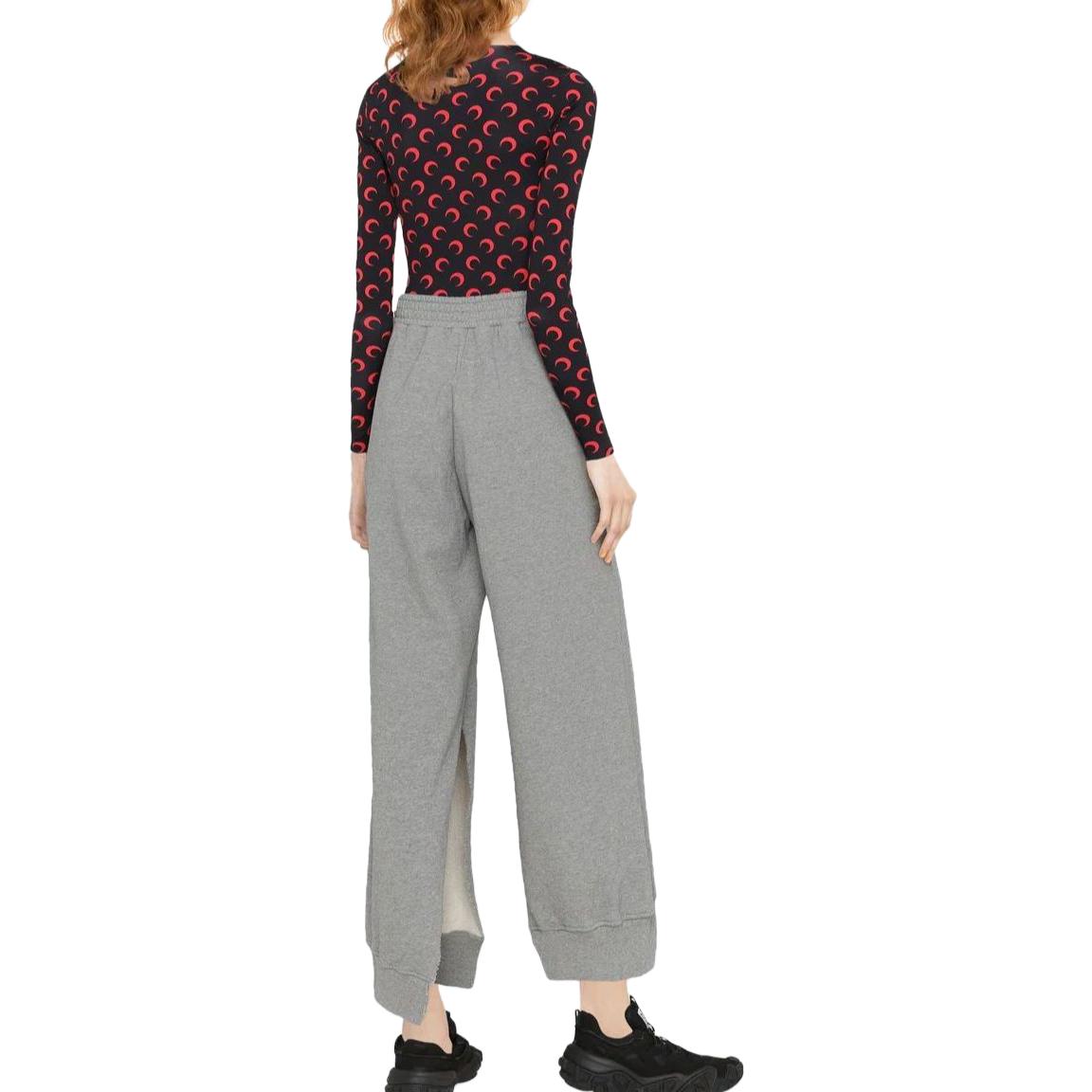 Shop (Women) MM6 Maison Margiela  White Rose Print Mid-Rise Elastic Wide-Leg Pants S62KB0110S25337