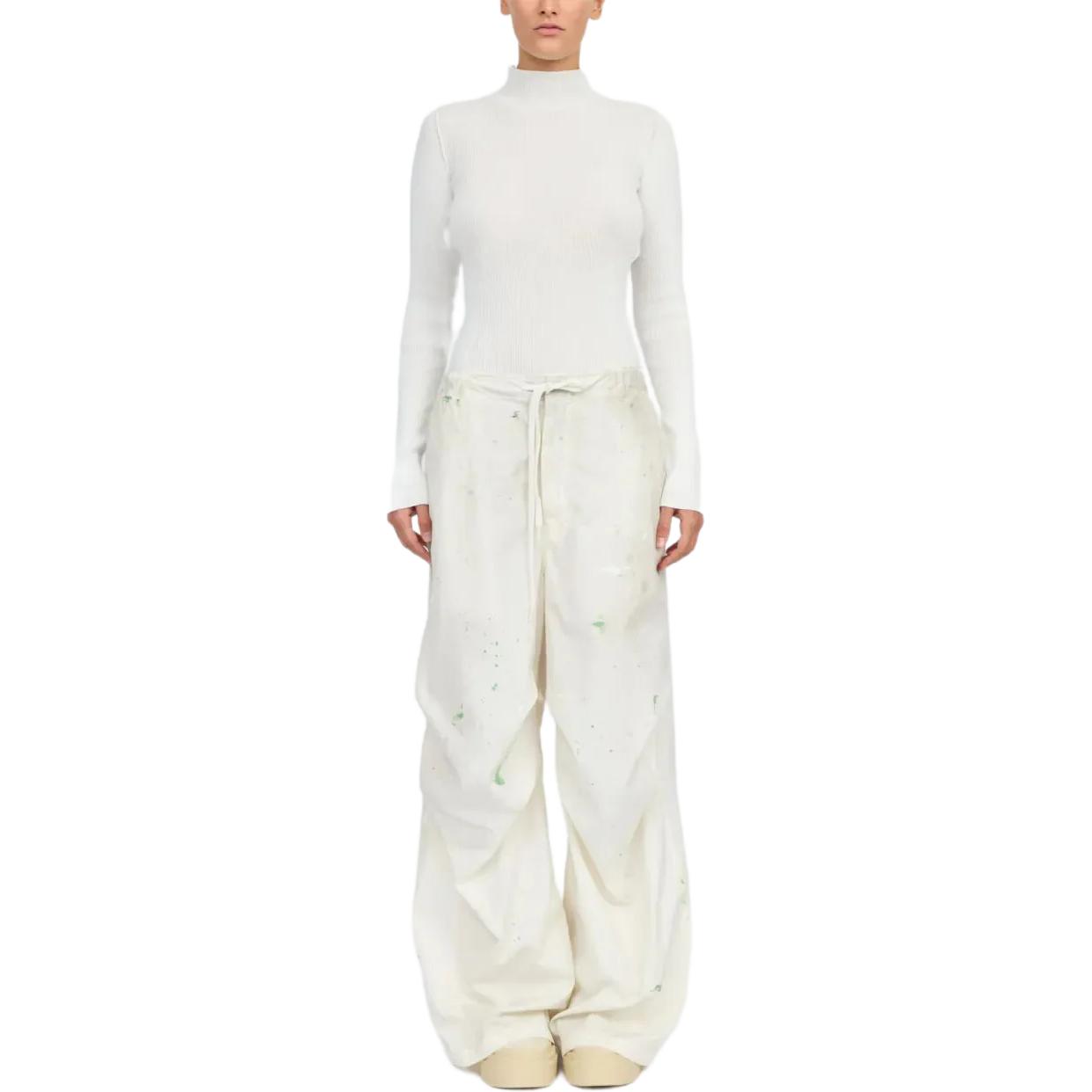 Lookbook (W) MM6 Maison Margiela 白色噴漆側口袋休閒長褲。 S62KB0240M35458-101