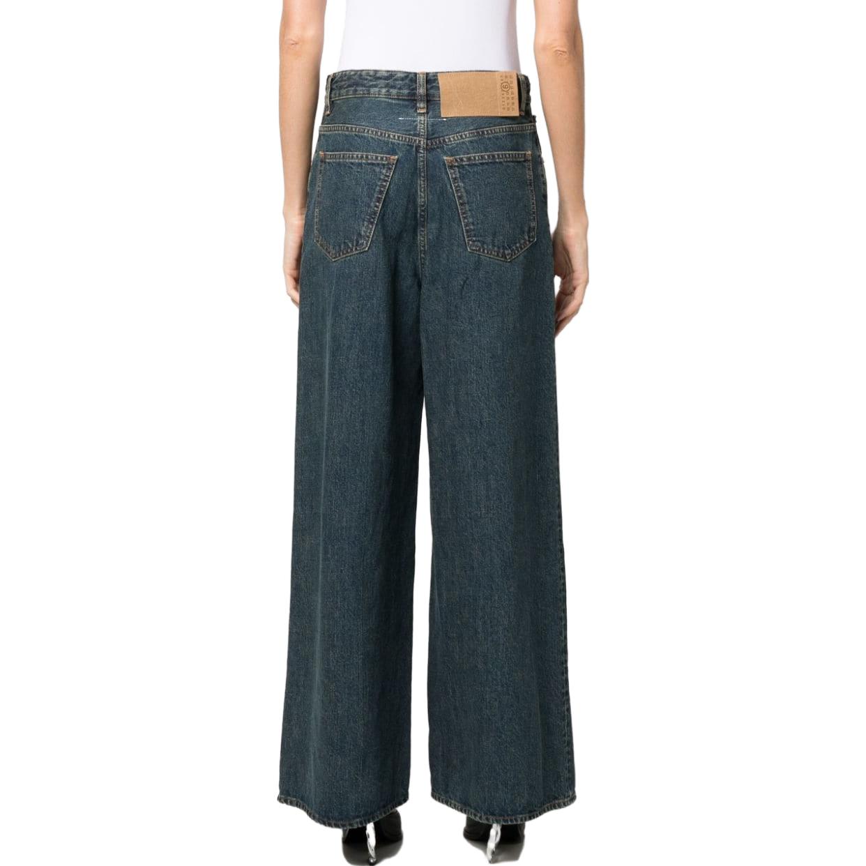 Shop (W) MM6 Maison Margiela 寬版抽繩牛仔褲 靛藍蓝。 S62LB0143S30844-961