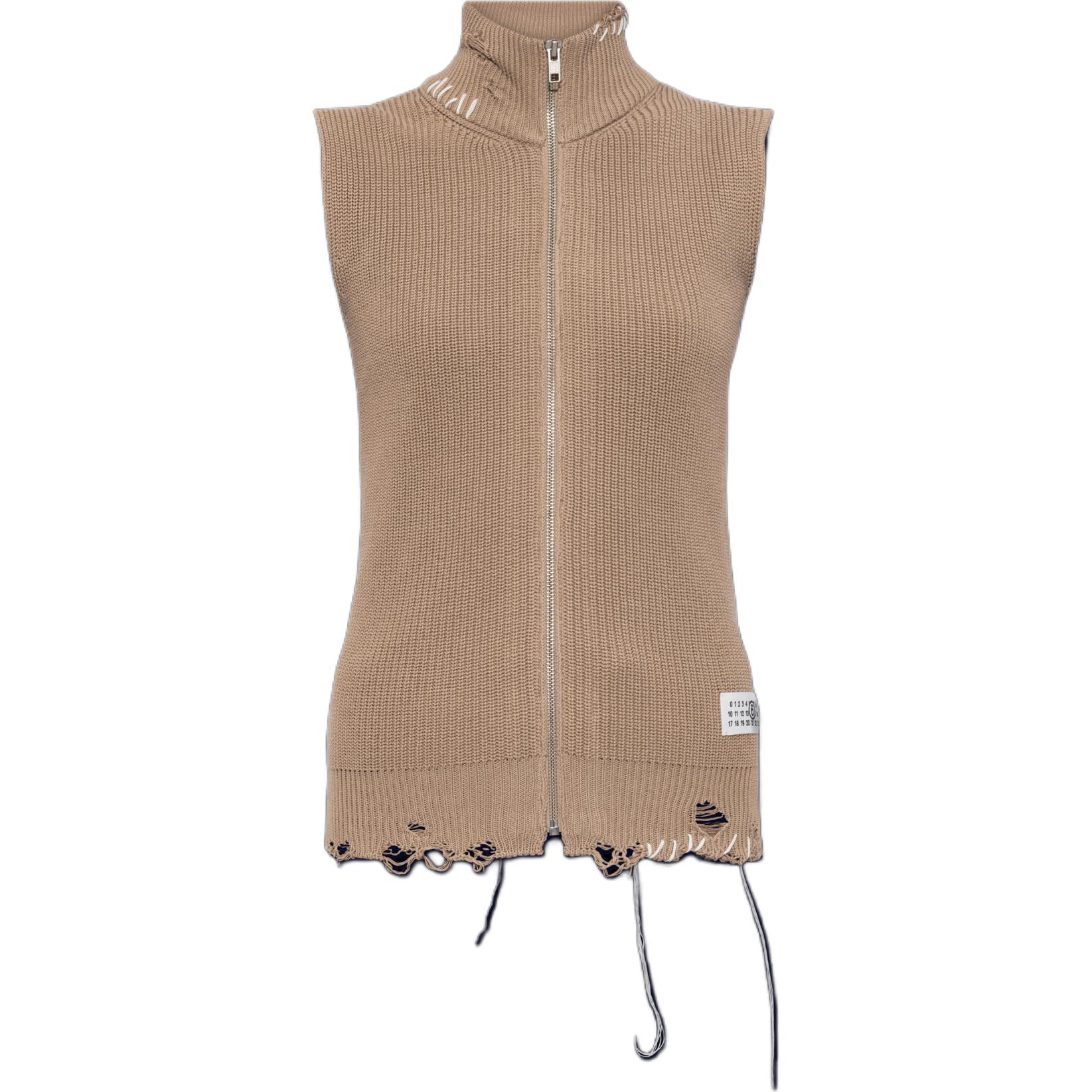 (Women) MM6 Maison Margiela Beige Zip-Up Sleeveless Vest S52FB0095M13089119