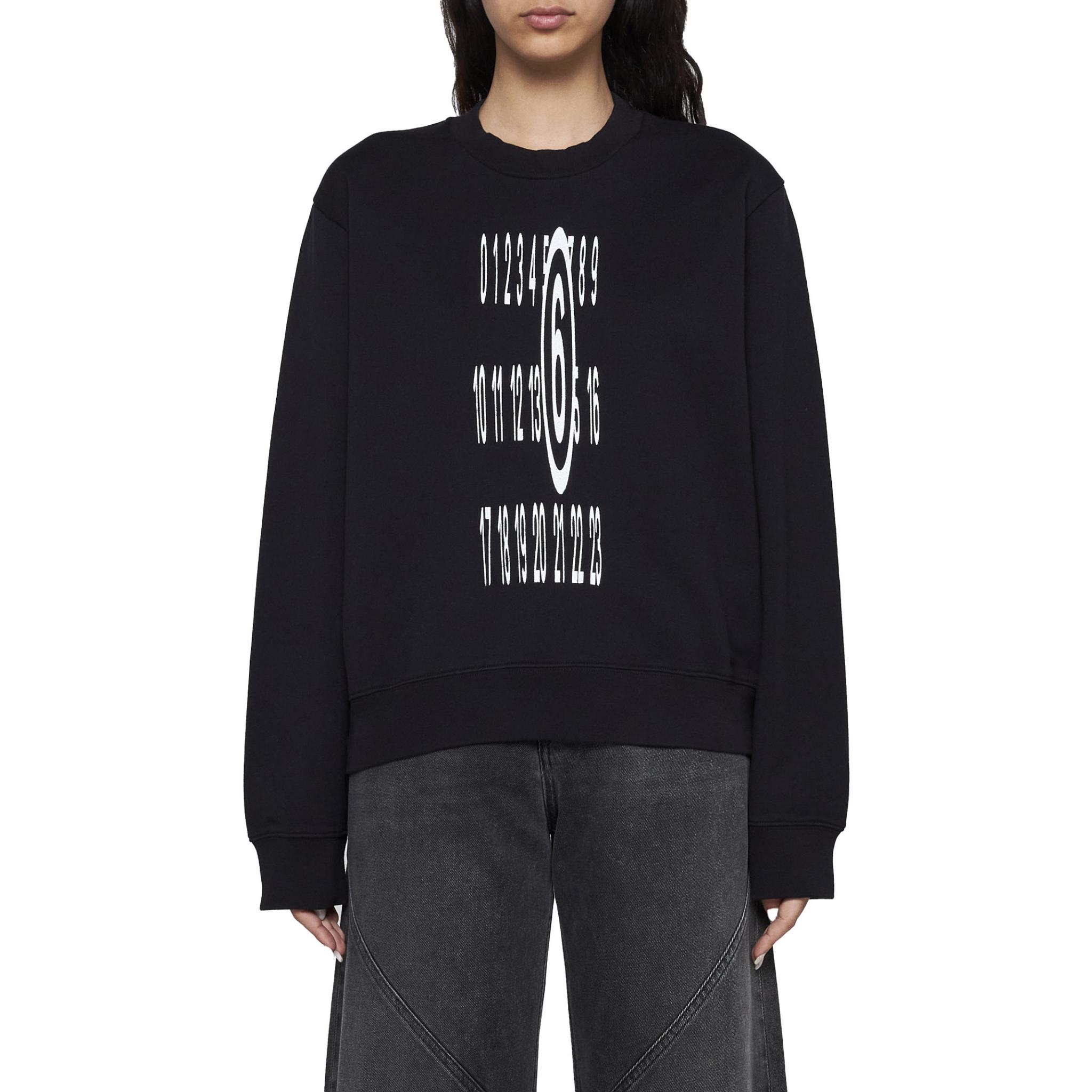 Shop (W) MM6 Maison Margiela 黑色圓領字母印花長袖運動衫 S62GU0129M25003-900
